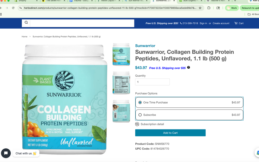 Vegan Collagen Support $2. cost per serving!! sunwarrior