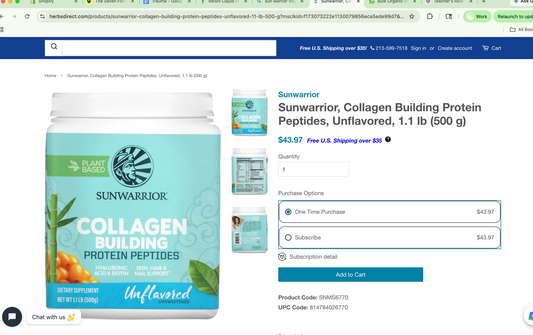 Vegan Collagen Support $2. cost per serving!! sunwarrior