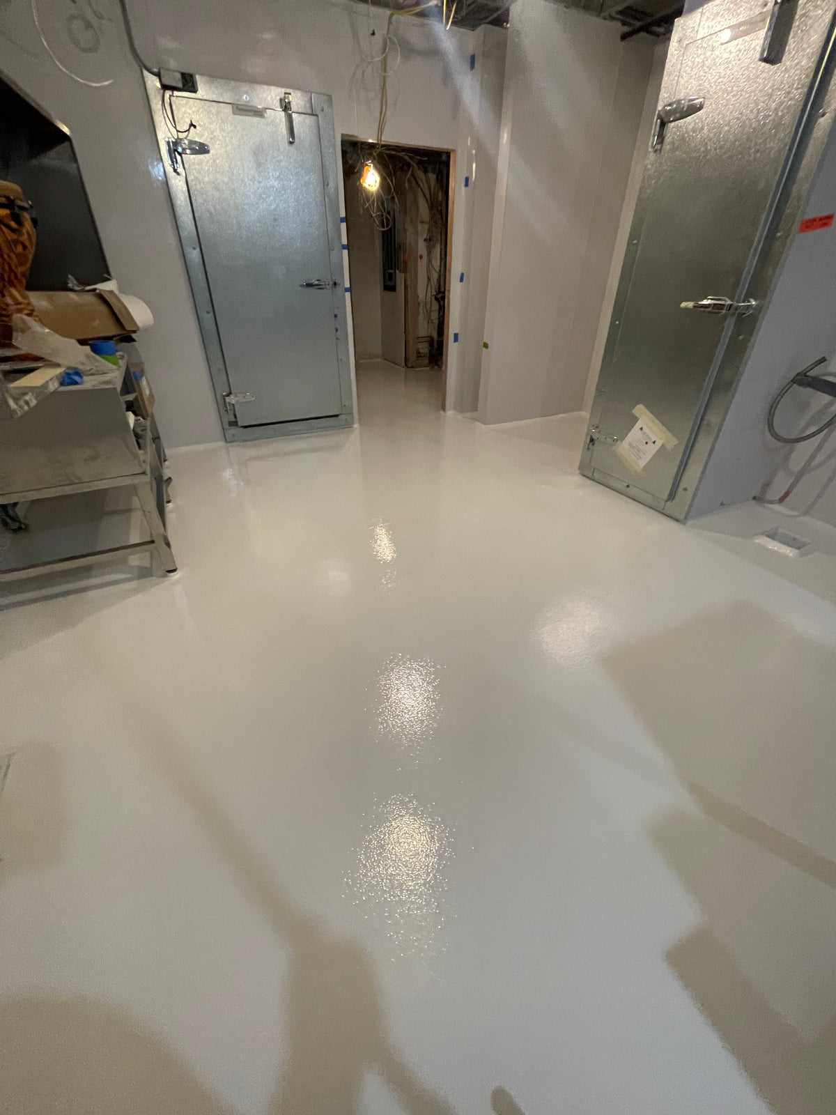 walk-in doors installed, bathroom door not. circa 2022.