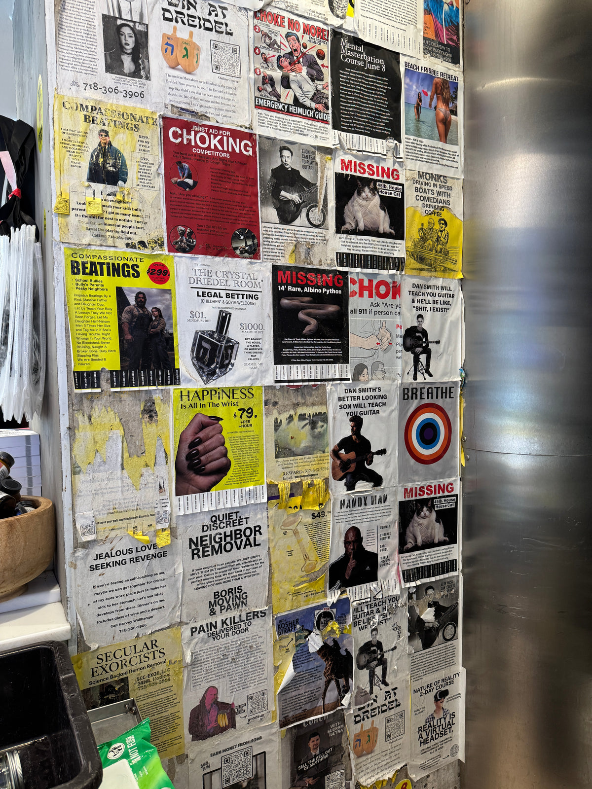 For years at Juice Press, I wanted to make a wall of fake flyers poking fun at the ridiculous ones you always see in health restaurants, health markets and juice bars. Here it finally is, at goodsugar in 2026.